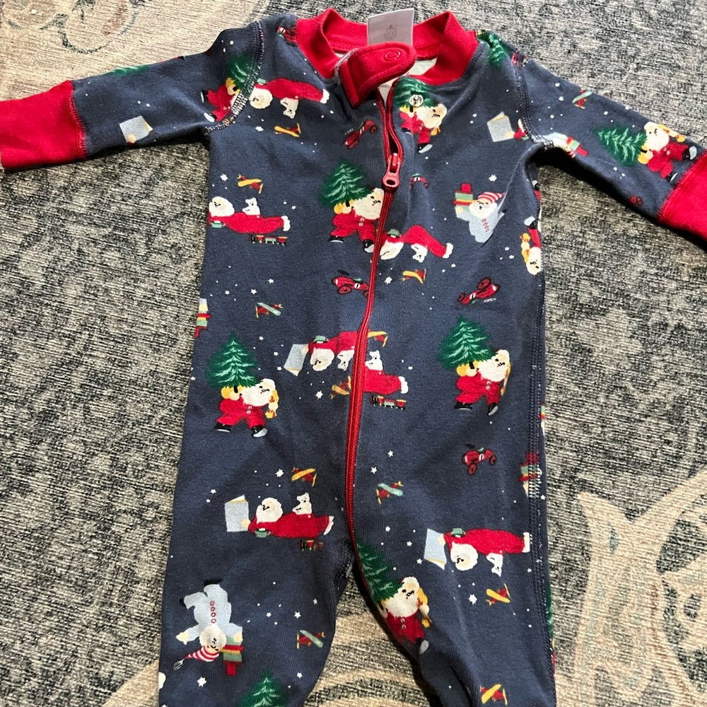 Hanna Andersson Christmas Santa elf sleeper, organic cotton